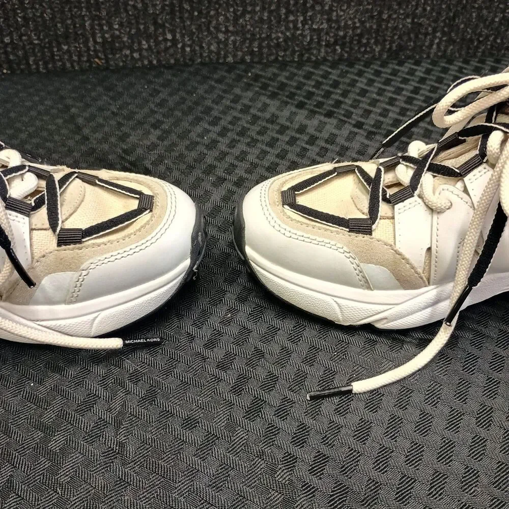 Michael Kors Chunky White/black Fashion Sneakers Women's Size6M Dual lace #SG19J